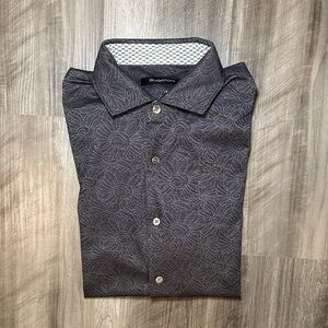 Bugatchi Mercerized Cotton Stretch Sun Floral Short Sleeve Button Down - Medium